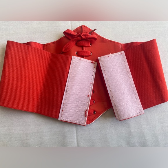 Court Style Wide Girdle‎ Red Fashion Elastic Faux Leather Skinny Elastic Belt - Picture 11 of 14